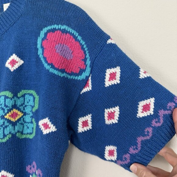 Vintage 90s Northern‎ Isles Hand Embroidered Cardigan Womens Size Medium Coastal - Picture 2 of 8